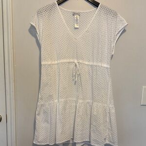 Tommy Bahama Eyelet Cotton V-Neck Coverup Dress